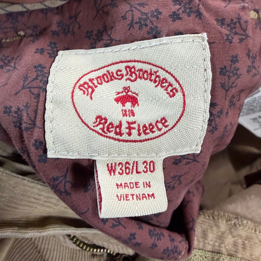 Brooks Brothers Red Fleece Mens 36x30 Tan Corduroy Pants Straight Leg Stretch - Picture 7 of 12